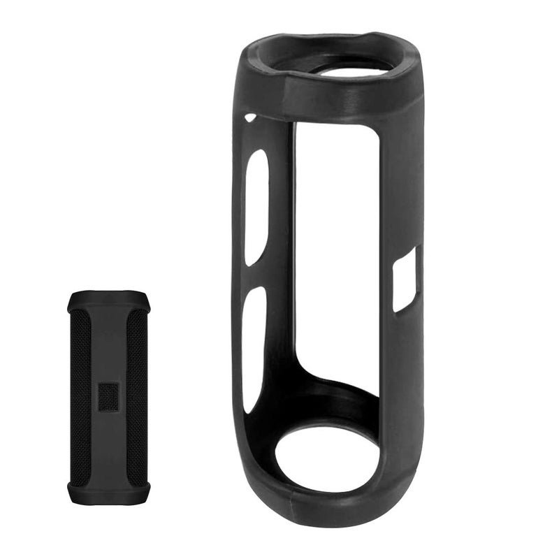 Linkidea Silicone Speaker Case Cover Compatible with JBL Flip 4 Waterproof Portable Bluetooth Speaker, Protective Soft Skin Sleeve, Travel Carrying Pouch (Black) - Image 1
